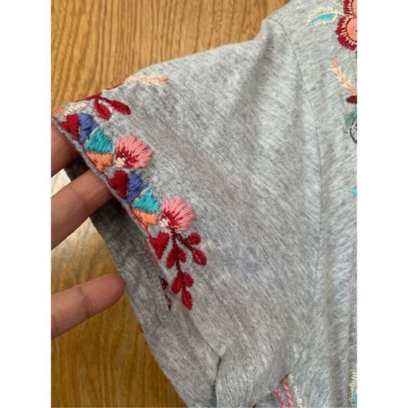 Johnny Was Tua Embroidered Knit Drape Top Grey‎ Size S - Picture 8 of 12